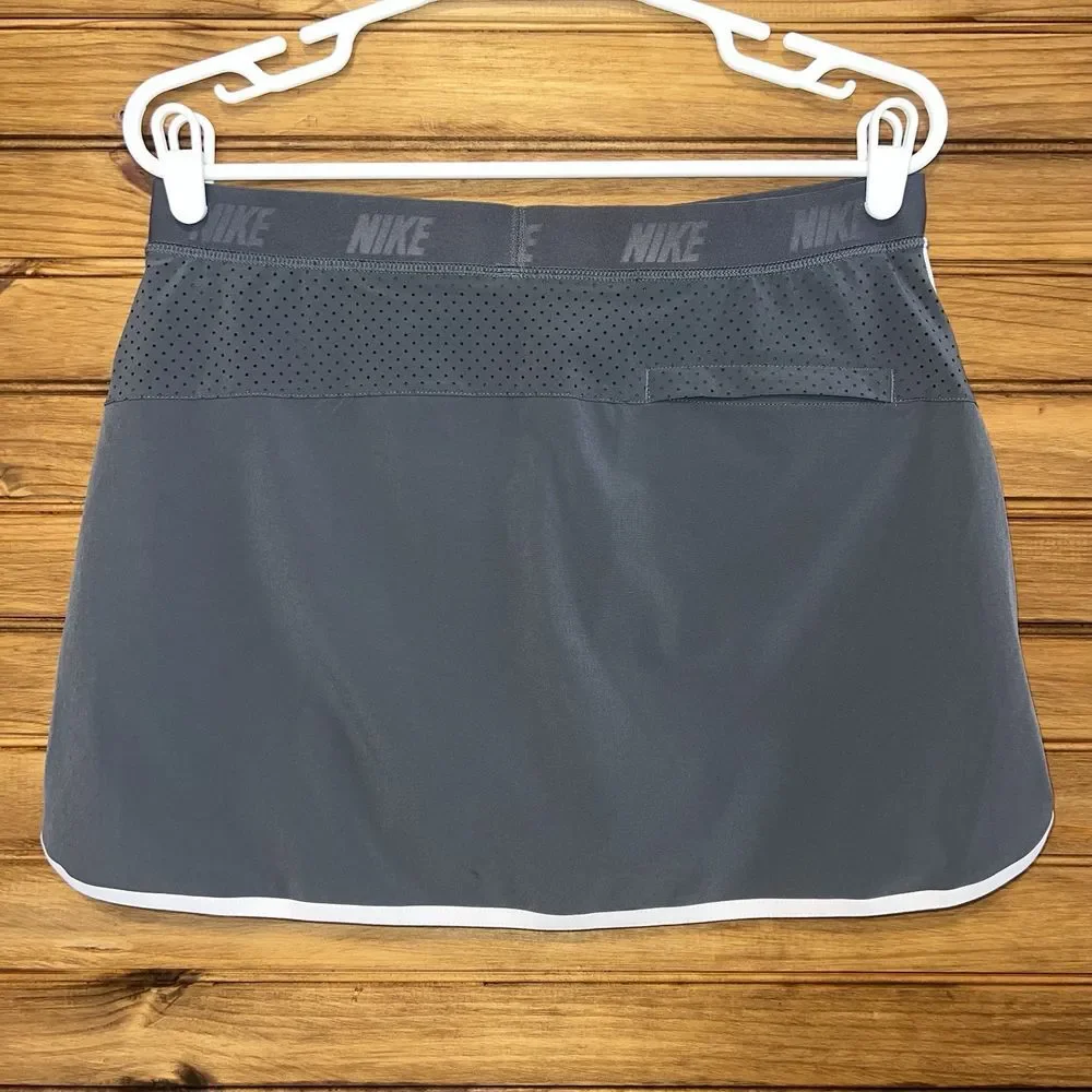 Nike Tennis Skirt Skort Womens Size Medium Gray Dri Fit Athletic Activewear - Picture 2 of 9